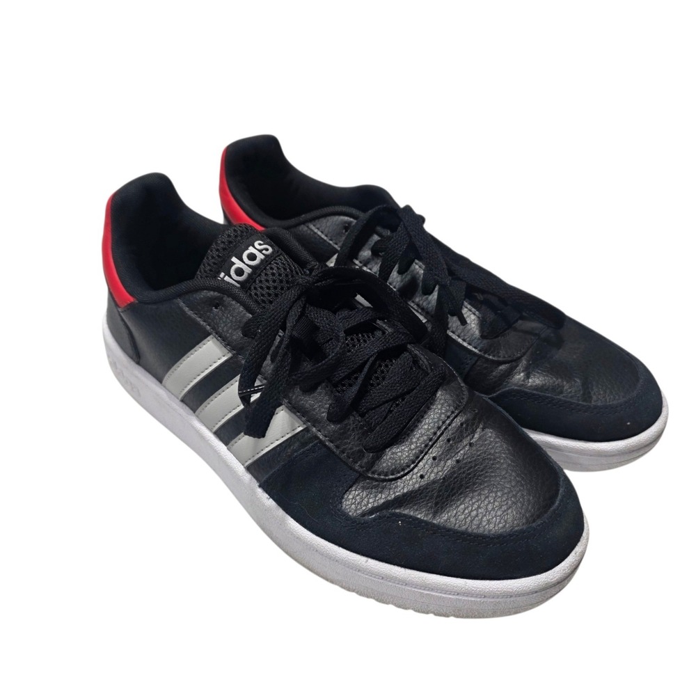 Adidas Hoops 2.0 Mens 9.5 Black Red White Low Top Basketball Shoes Sneaker